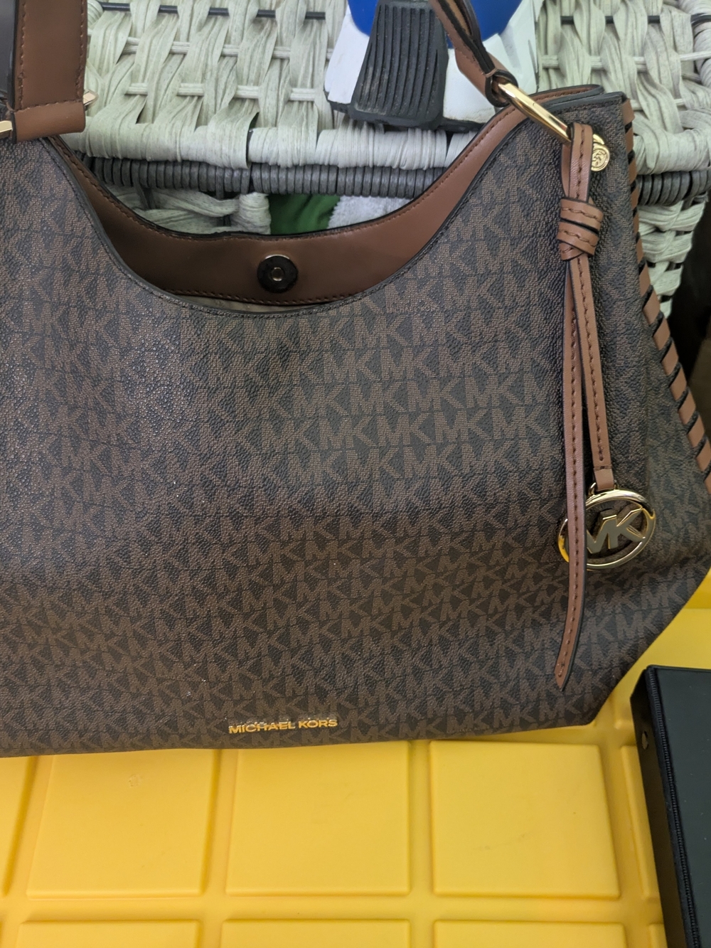 Michael Kors Brown MK Logo Hobo Shoulder Bag